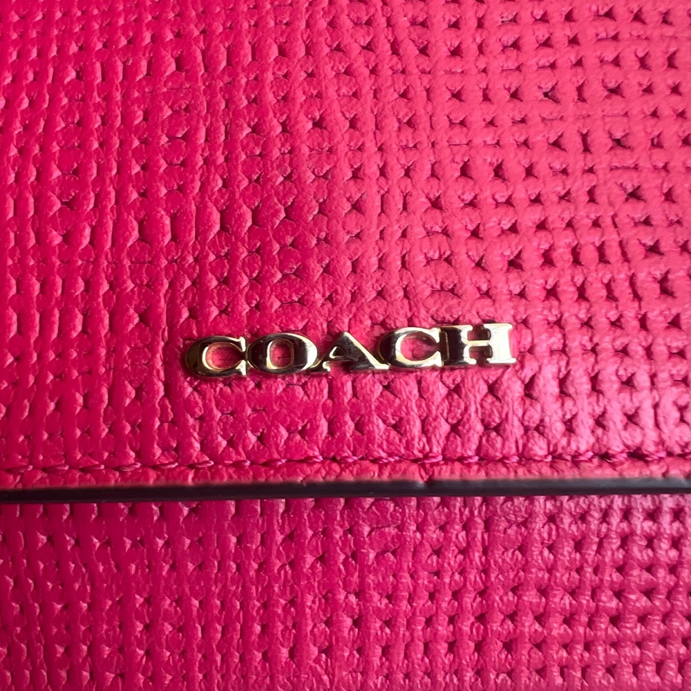 Coach Madison Pink Ruby Perforated Leather Crossbody Bag Gold‎ Chain Strap - Picture 3 of 14